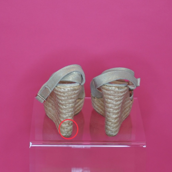 Jimmy Choo Phoenix Gold Platform Wedge ➡️ FLAWS ⬅️ - Picture 4 of 14